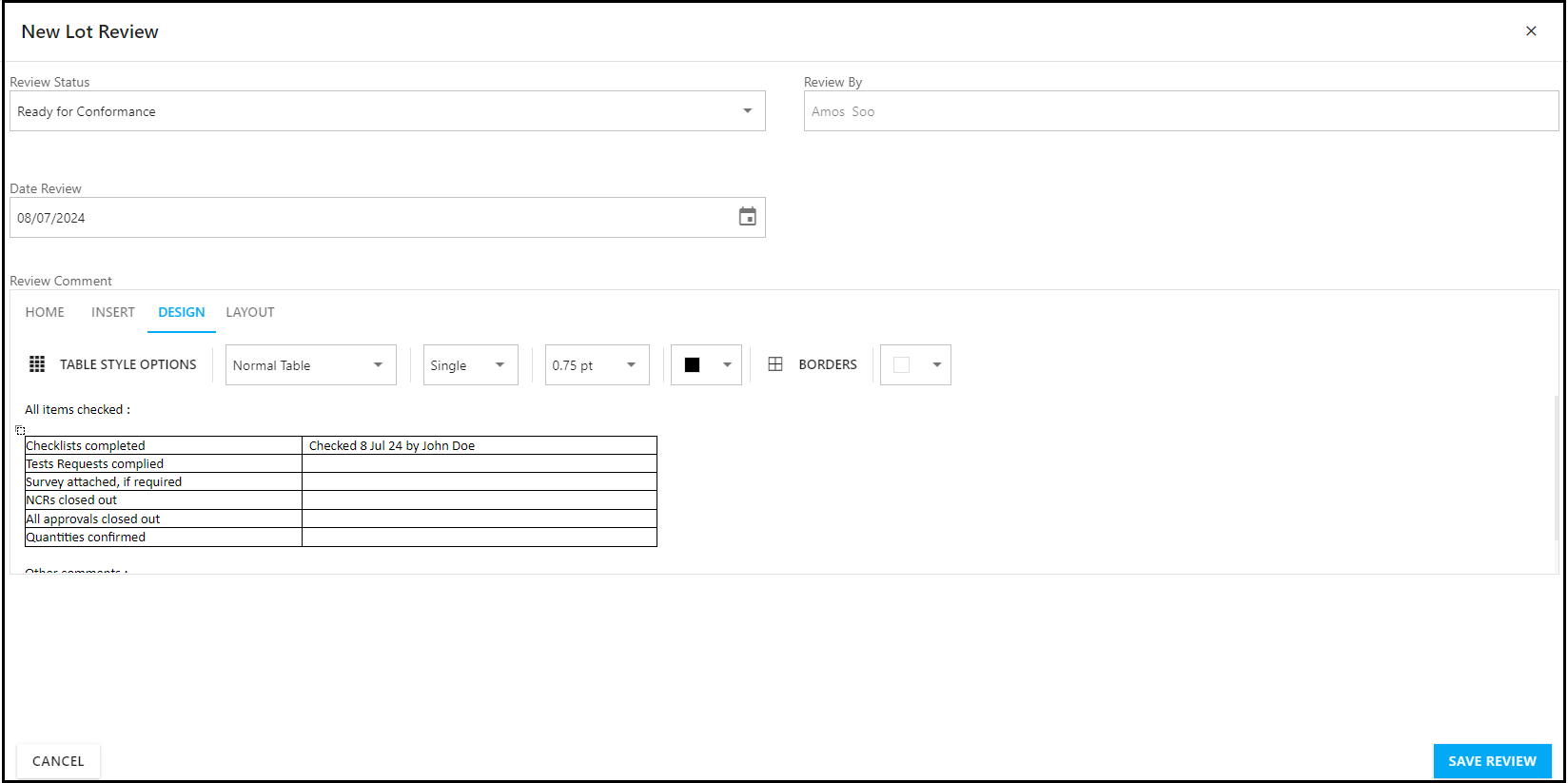 Manage Lot Status Using Lot Review – CivilPro