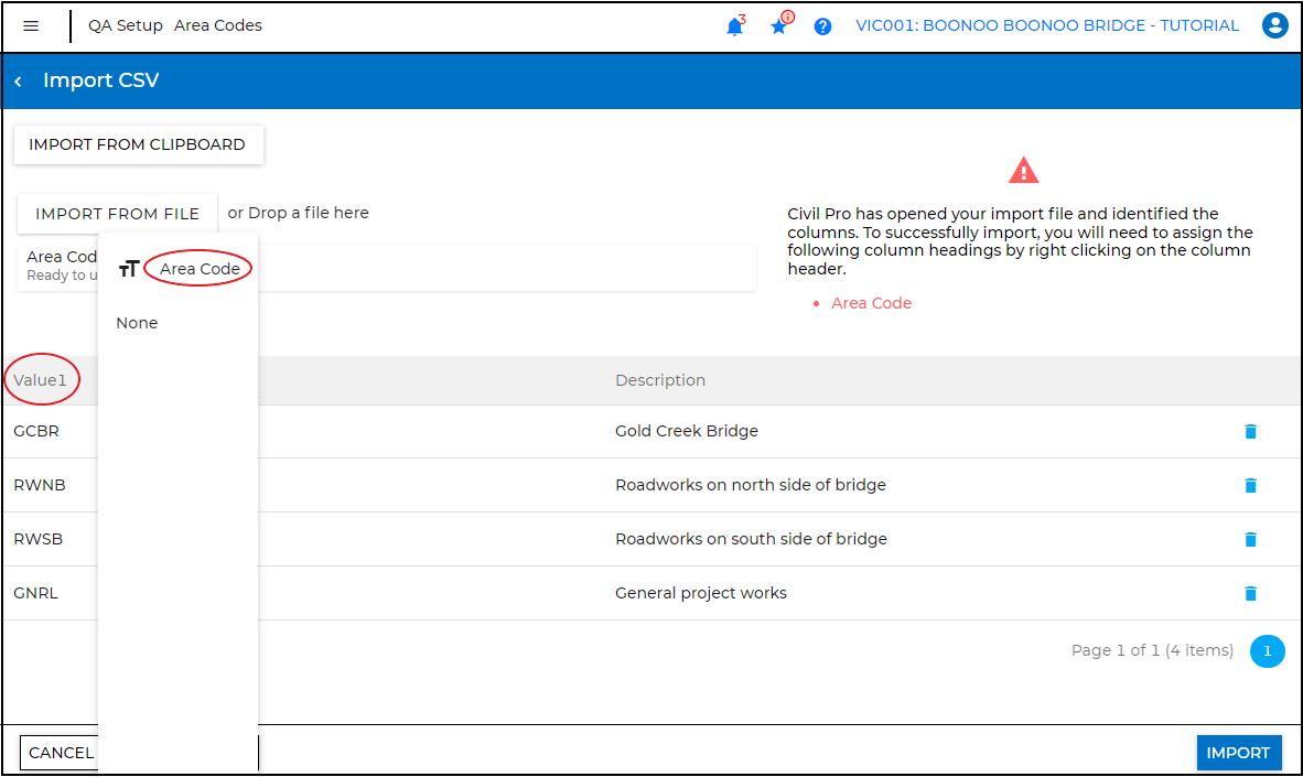 Add Area Codes – CivilPro